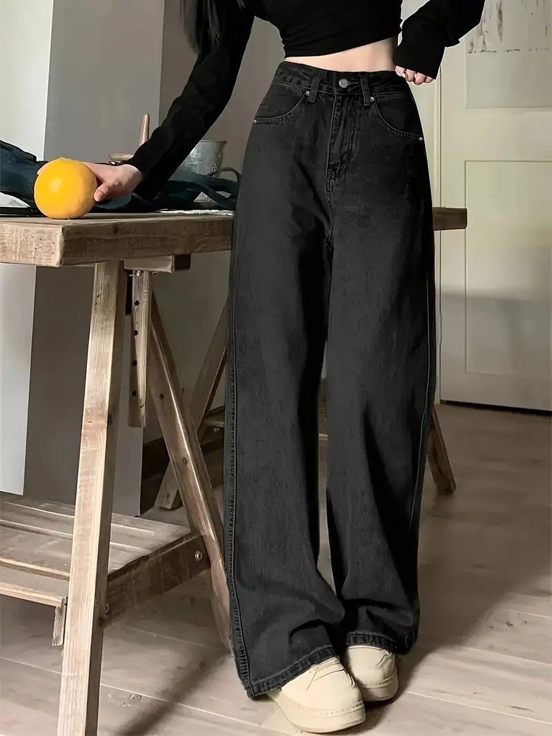 OEM/ODM High Rise Loose Fit Boot Cut Jeans