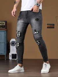 OEM/ODM Patchwork Stretchable Jeans