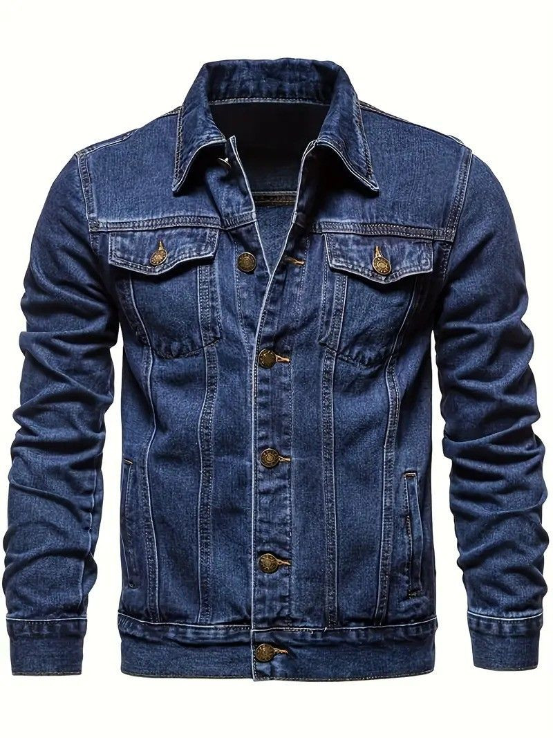 OEM/ODM Mens Classic Denim Jacket Button Up Multi Pocket