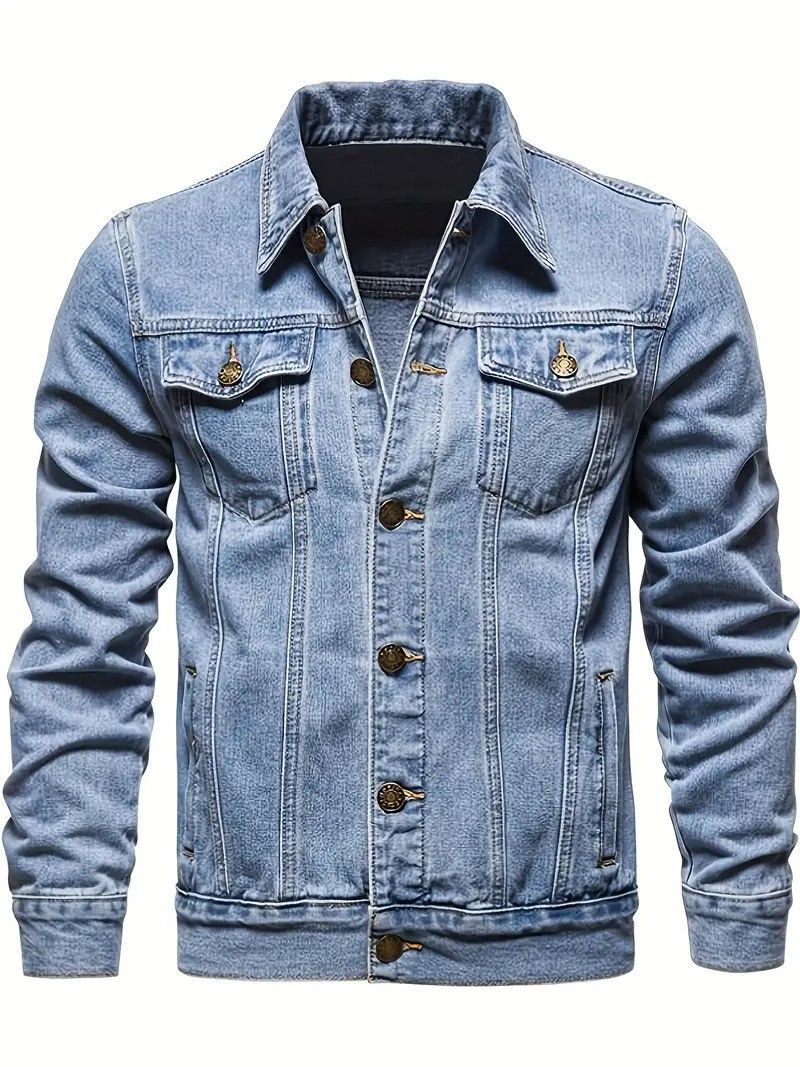 OEM/ODM Mens Classic Denim Jacket Button Up Multi Pocket