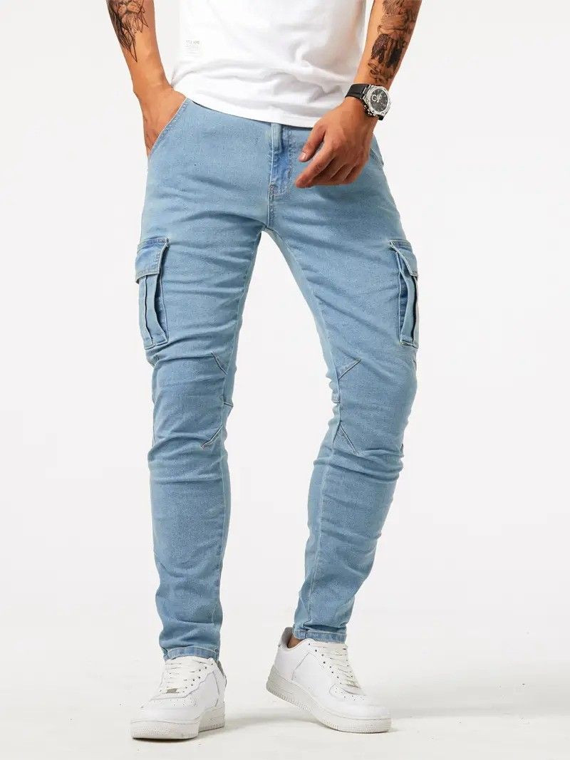 OEM/ODM High Stretch Cargo Denim Jeans Multi Pockets