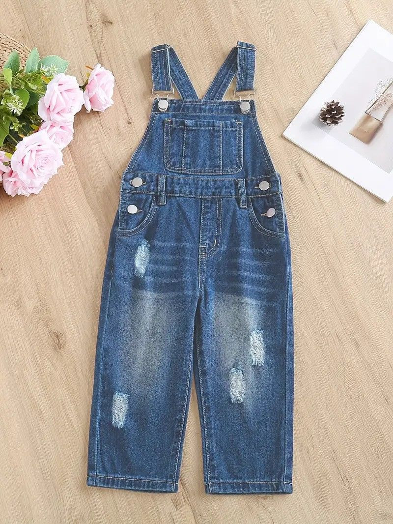 OEM/ODM Kids Ripped Denim Jumpsuit