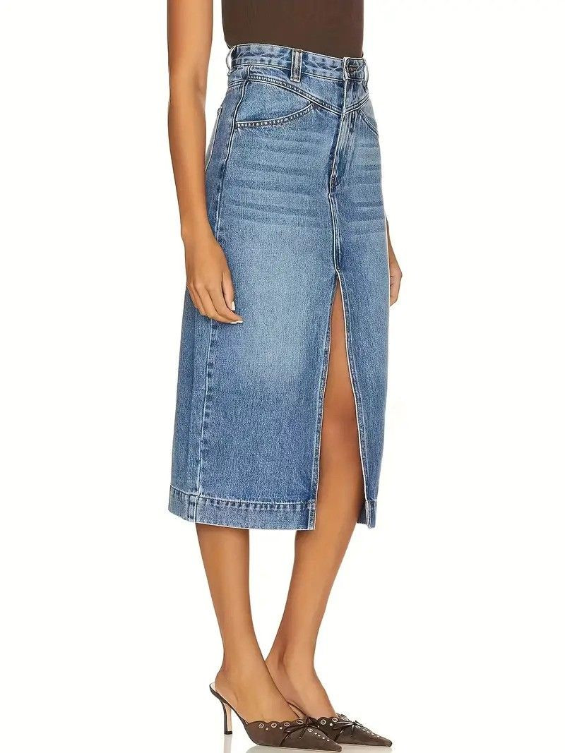 OEM/ODM Classic Front Split Denim Skirts